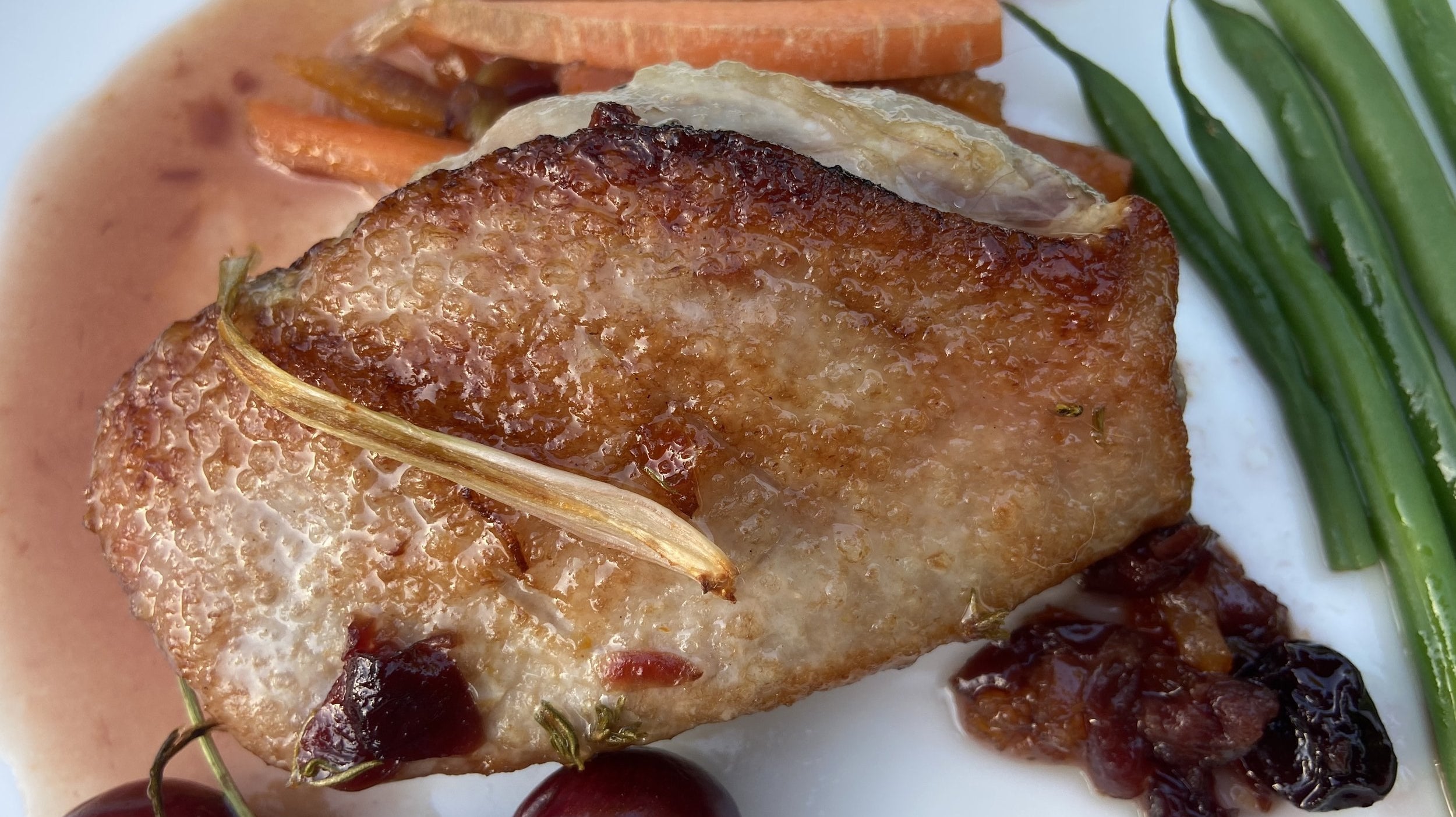 duck breasts with orange & morello cherry