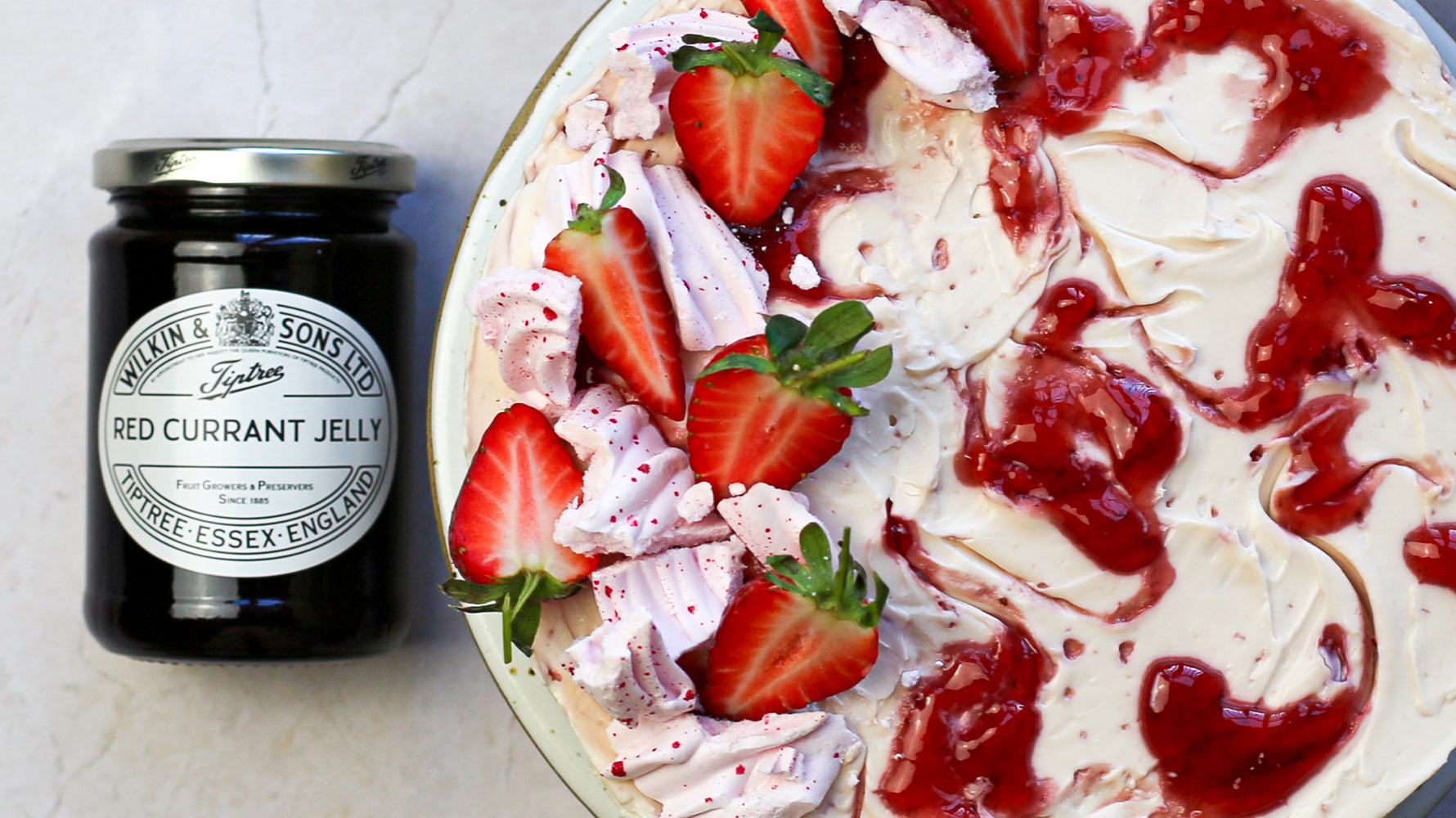 Strawberry & Red Currant Ripple Cheesecake