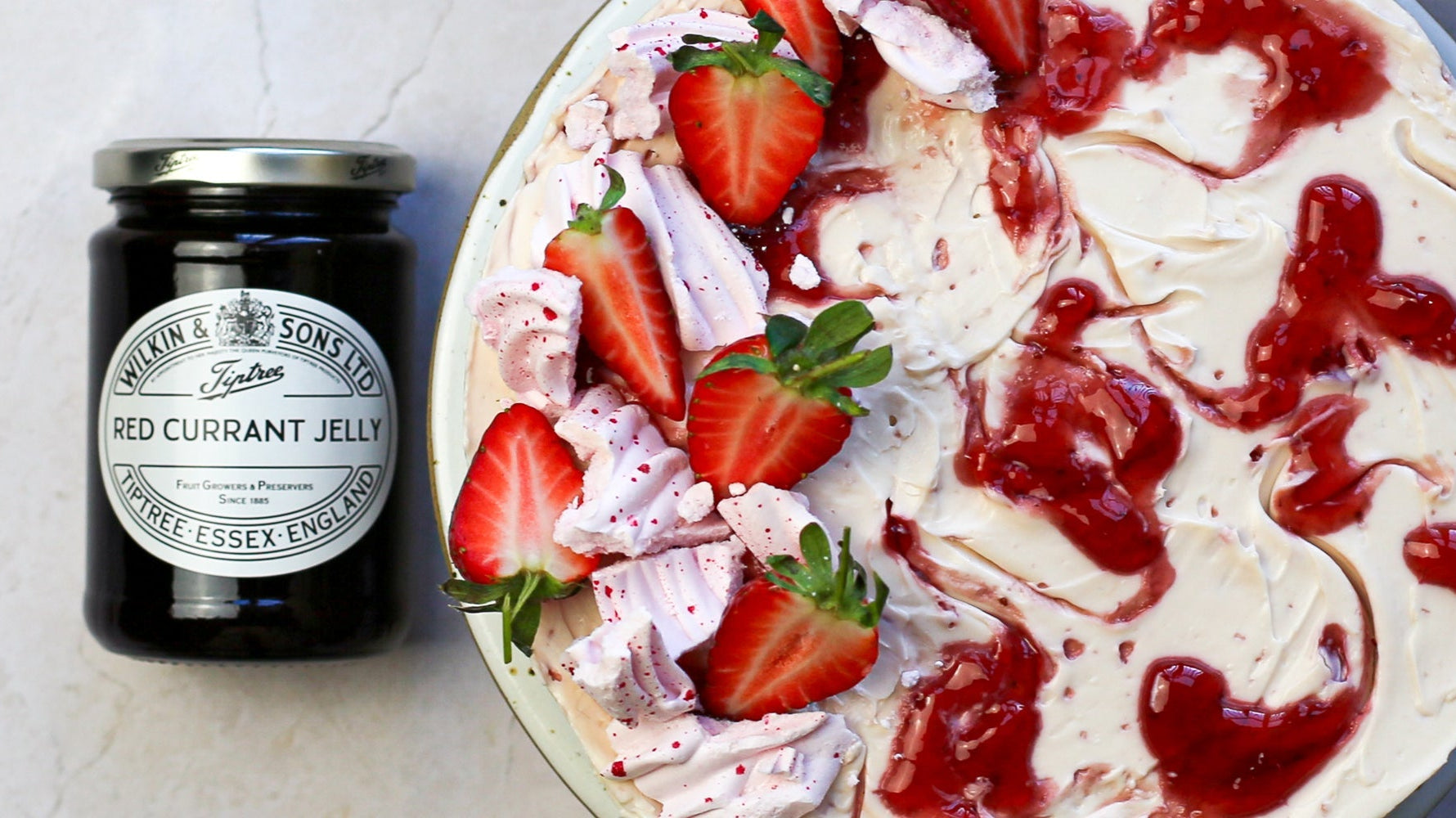 Strawberry & Red Currant Ripple Cheesecake