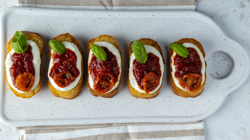 Whipped Feta and Tomato Crostini