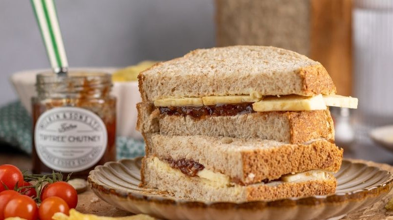 Cheese and Tiptree Chutney Sandwich