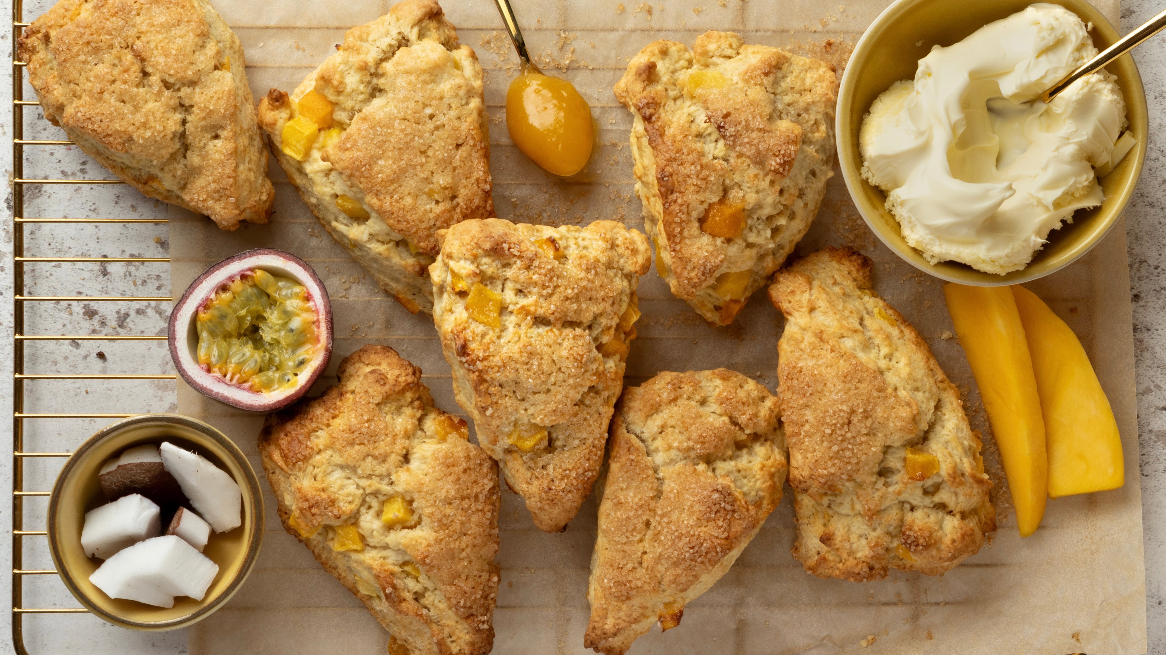 Tropical Scones with Passion Fruit Curd