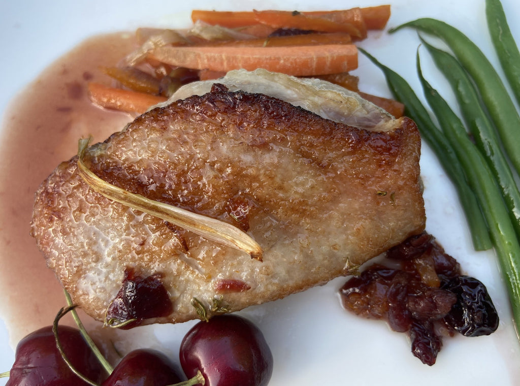 duck breasts with orange & morello cherry
