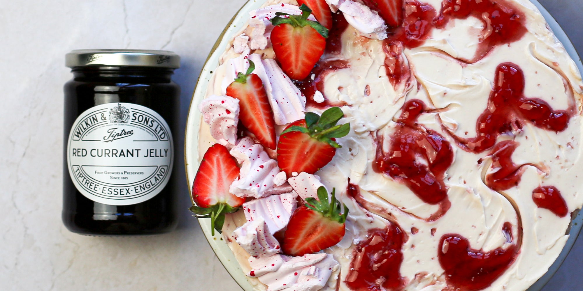 Strawberry & Red Currant Ripple Cheesecake