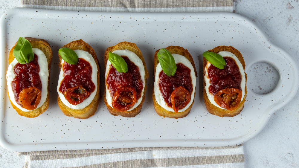 Whipped Feta and Tomato Crostini