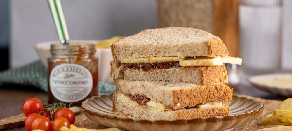 Cheese and Tiptree Chutney Sandwich