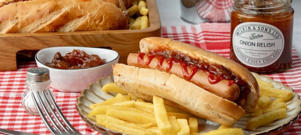 Hot Dogs with Onion Relish