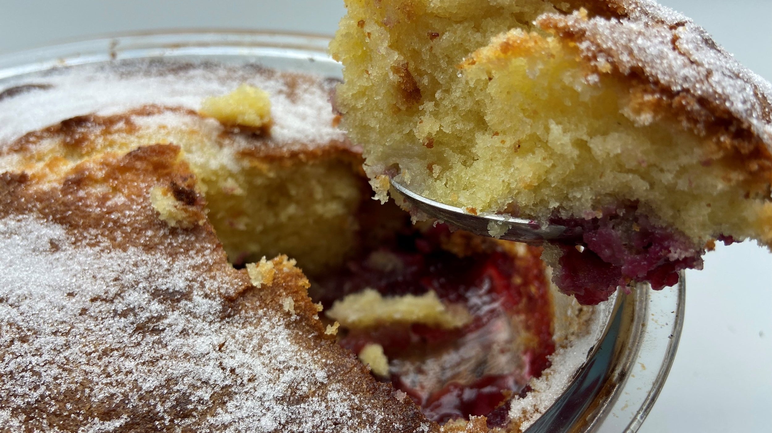 Baked blackberry and apple pudding