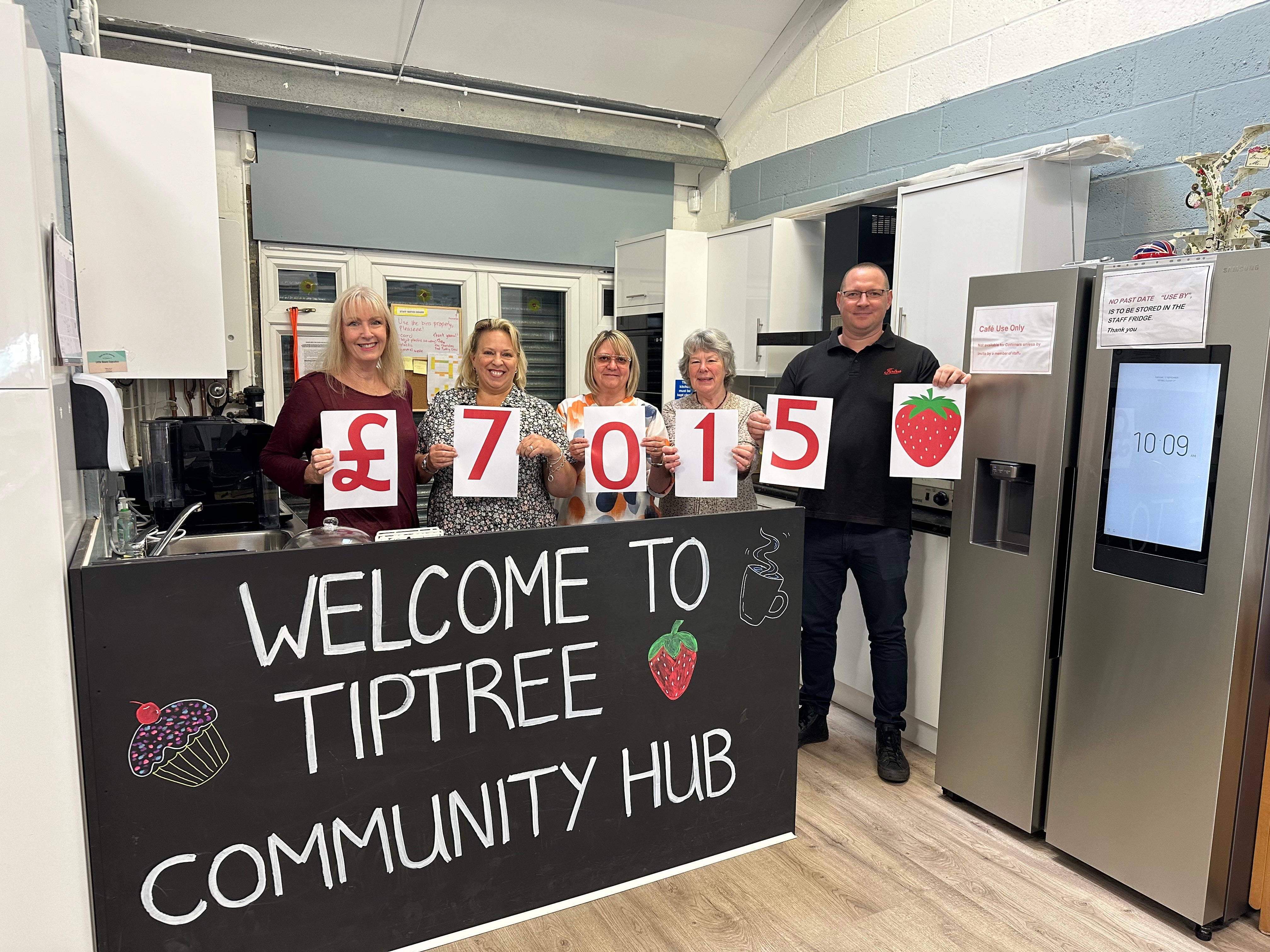 LITTLE SCARLET FESTIVAL FUNDRAISING DONATION TO TIPTREE COMMUNITY HUB